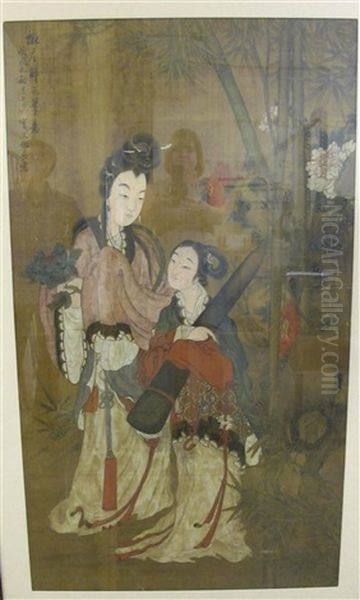 Two Famele Portraits With Bamboo - view 1