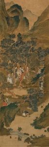 Character And Landscape by Qiu Ying