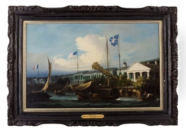 China Trade Views Of The Hongs (+ Canton Waterfront; Pair) - view 1