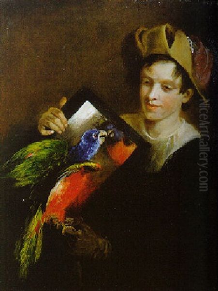 A Boy With A Parrot - view 1
