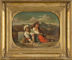 Le Repos Des Bergers Italiens Sur La Via Apia by Carl Max Gerlach Quaedvlieg