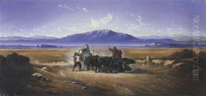 Traino Di Bufali Nella Campagna Romana by Carl Max Gerlach Quaedvlieg