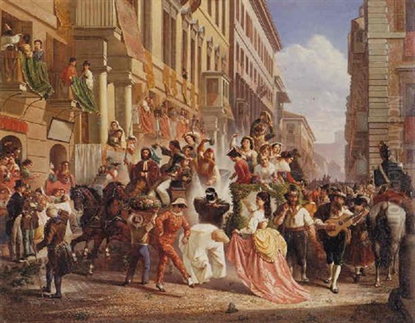 Carnival On The Piazza Colonna - view 1