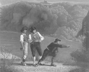 Drei Manner In Der Landestracht Beim Boccia by Carl Max Gerlach Quaedvlieg