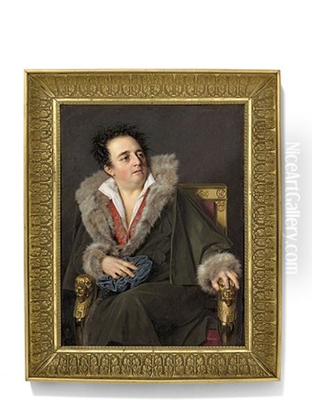 Ignazio Degotti (d. 1824), Celebrated Scenographer At The Paris Opera, Seated In A Gilded Empire Fauteuil Carved With Lion Heads - view 1