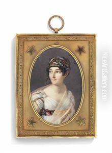 A Young Lady, Traditionally Called Josephine De Beauharnais (1763-1814), Empress Of The French And Queen Of Italy, In Gold-trimmed White Dress With Striped Sash Around Waist And Corresponding Turban by Ferdinando Paul Louis Quaglia