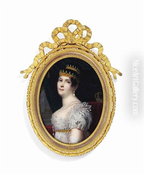 Josephine De Beauharnais (1763-1814), Empress Of The French And Queen Of Italy, In White Muslin Dress, Gem-set Gold Belt, Pearls - view 1