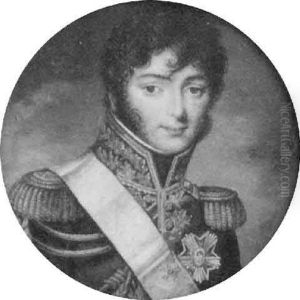 Brustbildnis Eines Jungen Biedermeierherrn In Blauer Uniform Mit Epauletten, Roter Scharpe Und Reichem Ordenbehang