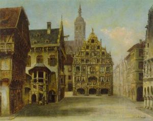 Platz In Einer Alten Stadt Mit Renaissancegebauden