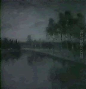Flussauf Mit Birken by Angelo Quaglio the Younger
