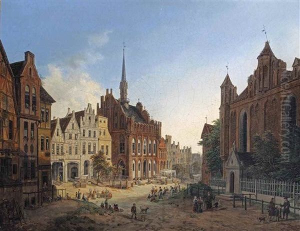 Daily Activities On A Square With The Old Town Hall, Marienburg - view 1