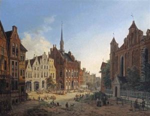 Daily Activities On A Square With The Old Town Hall, Marienburg