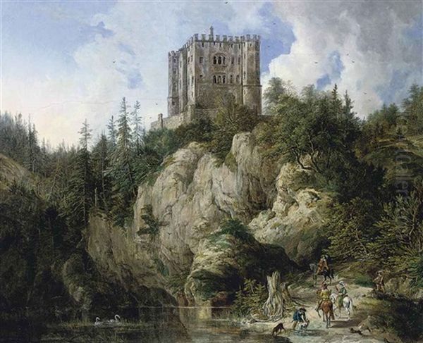A Hawking Party In A Rocky Landscape, A Castle Beyond - view 1