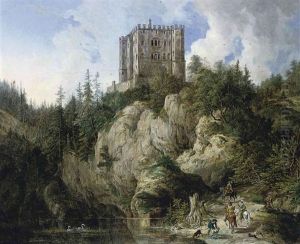 A Hawking Party In A Rocky Landscape, A Castle Beyond