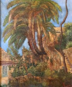 Palm Trees In A Landscape by Eugen Quaglio