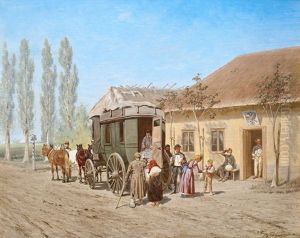 Halt Einer Reisekutsche An Einer Russischen Raststation by Franz Quaglio