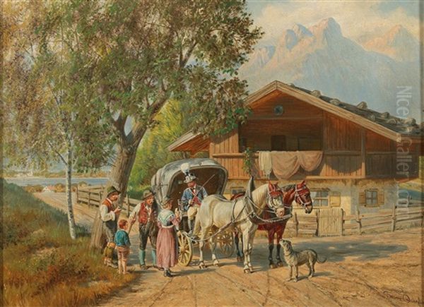Coach Resting By A Bavarian Lake - view 1