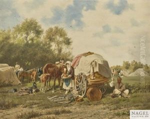 Marketenderwagen In Einem Soldatenlager by Franz Quaglio