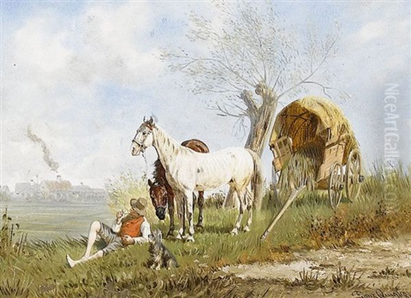 Rastender Bauer Mit Fuhrwerk - view 1