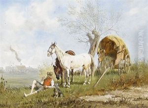 Rastender Bauer Mit Fuhrwerk by Franz Quaglio