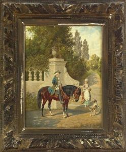Cavalier Flirting With Young Maid