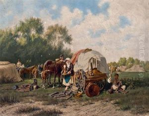 Reiter Vor Zigeunerlager by Franz Quaglio