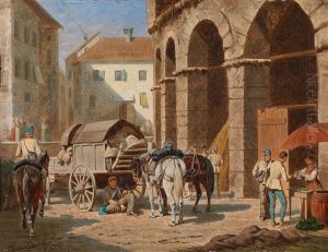 Rastende Soldaten Im Stadtinneren Von Verona(?) by Franz Quaglio