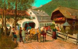 Postkutsche Vor Einem Bauernhaus Postkutsche Vor Einem Bauernhaus