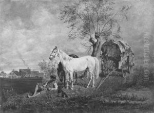 Mittagsrest Mit Pferden Und Hund