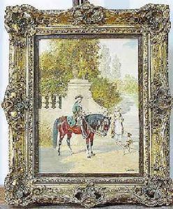 Kavalier Zu Pferde Mit Dame Und Hund by Franz Quaglio