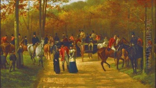 Caleches Et Cavaliers En Sous-bois - view 1
