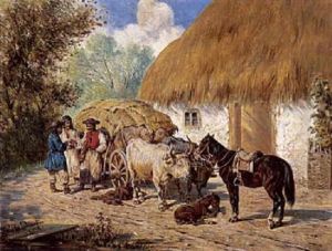 Ungarische Bauern Mit Einem Ochsenfuhrwerk