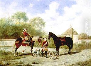 Huntsmen With Their Hounds by Franz Quaglio