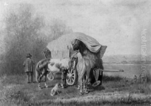 Bauer Mit Heufuhrwerk Am Seeufer Bauer Mit Heufuhrwerk Am Seeufer