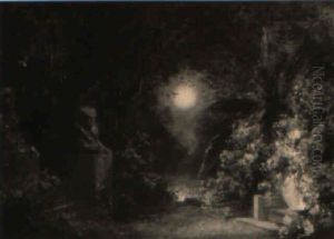 Nachtlicher Garten Am Nil (buhnendekoration) by Franz Quaglio