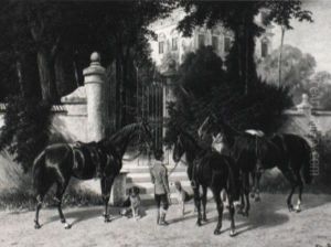 Reitknecht Mit Vier Pferden Vor Dem Parktor by Franz Quaglio