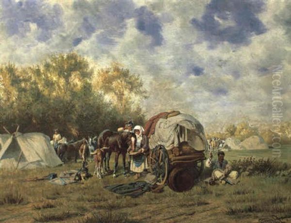 Marketenderin Bei Einer Rastenden Truppe - view 1