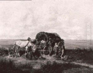 Zigeunerfuhrwerk, Bei Der Rast In Der Puszta by Franz Quaglio