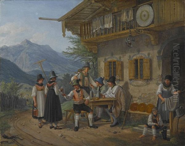 Bauern Vor Dem Wirtshaus In Marbach - view 1