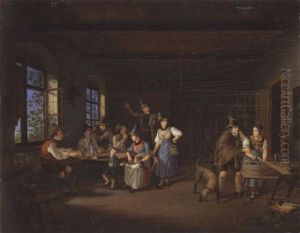 Bauernfamilie In Der Stube by Lorenzo Quaglio