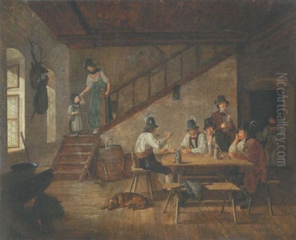 Karten Spielende Jager In Einer Bauernstube - view 1