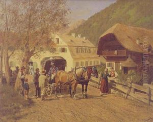 Postkutsche Vor Bauernhof Postkutsche Vor Bauernhof