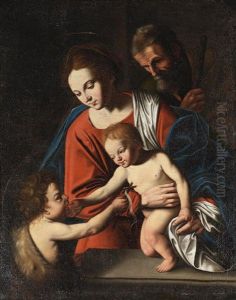 The Holy Family With The Infant Saint John The Baptist by Philippe Quantin