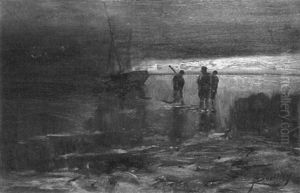 Fisherman With Boat On Shore by Arthur Quartley