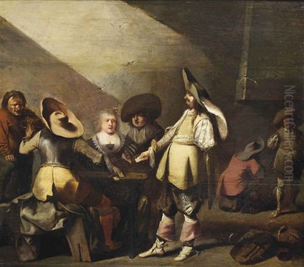 Soldiers Playing Cards In An Interior - view 1