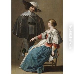 A Cavalier Propositioning A Seated Lady by Pieter Jansz Quast
