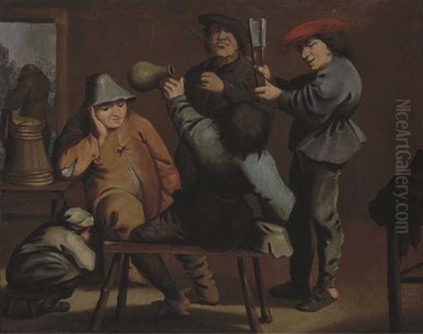 Peasants Drinking And Smoking In An Interior - view 1