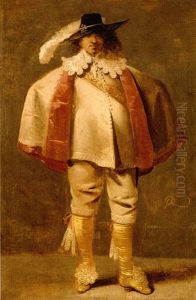 Portrait Of Cavalier Wearing Cream With Yellow Stockings And Shoes