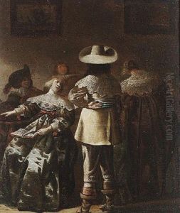 An Elegant Company In An Interior by Pieter Jansz Quast