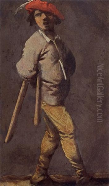 A Standing Man With A Flail - view 1